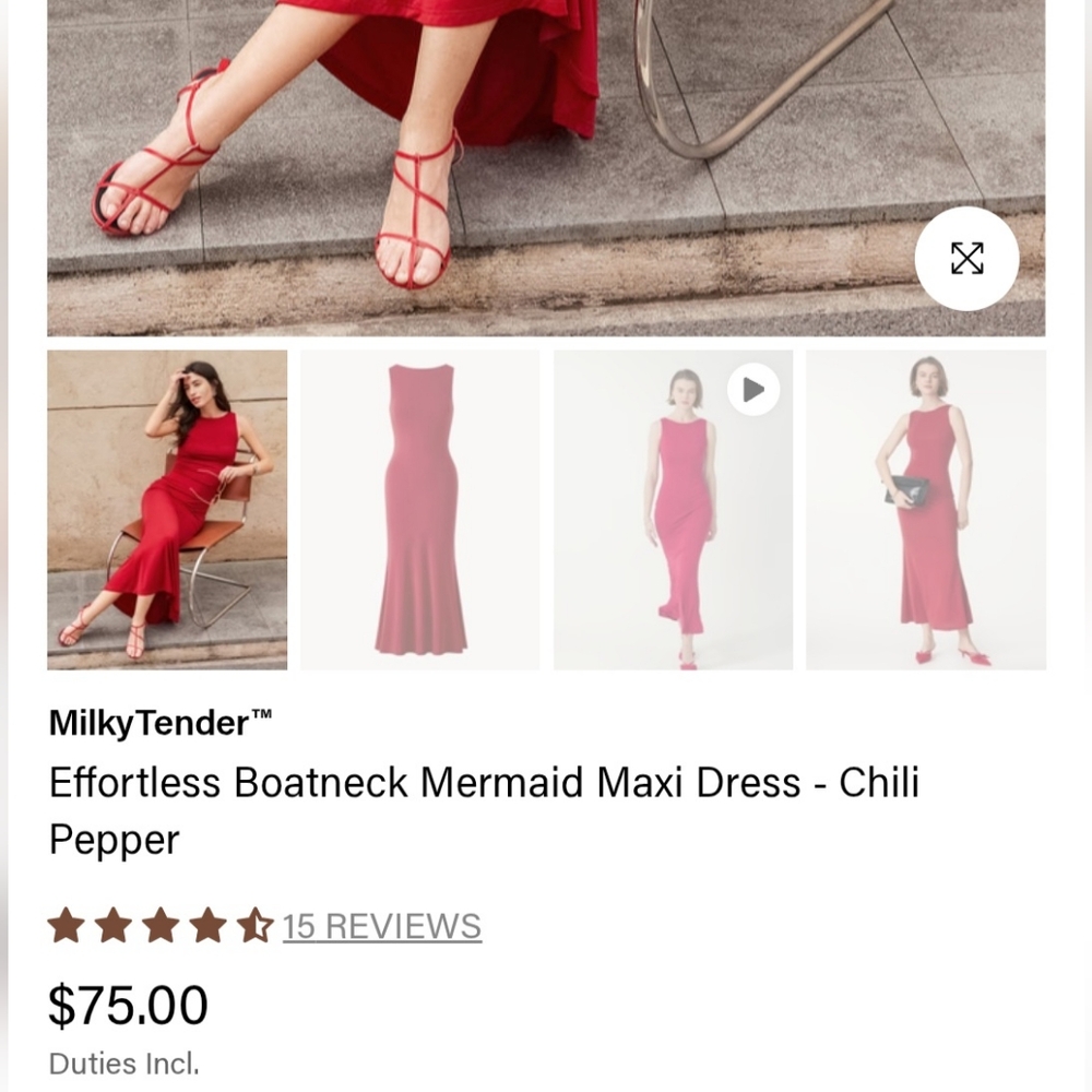 OGL Red Effortless Boatneck Mermaid Maxi Dress - Picture 4 of 8